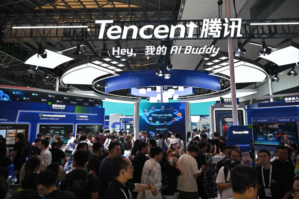 The Tencent booth at the World Artificial Intelligence Conference in Shanghai on July 18, 2026. Photo: AFP
