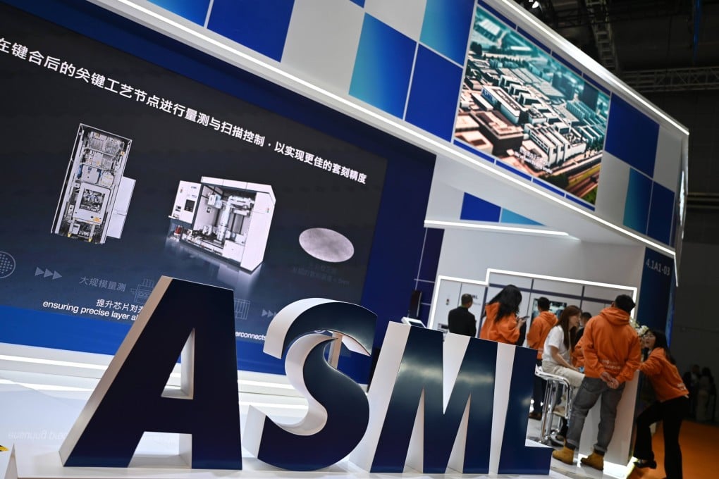 The logo of the Dutch company ASML on a stand at the China International Import Expo. Photo: dpa