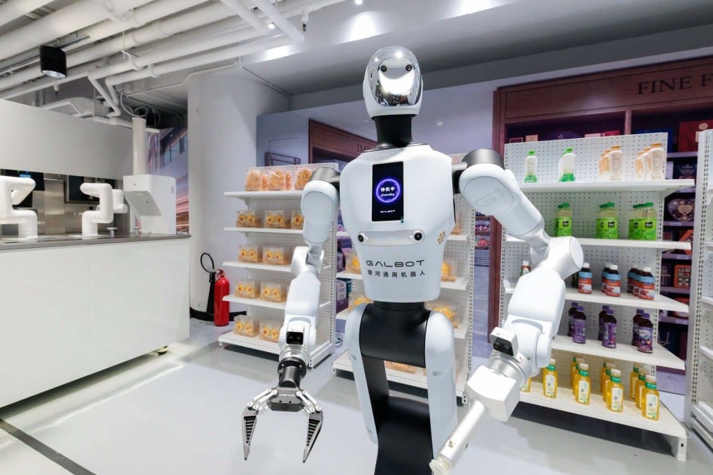 A Galbot robot is seen at the opening of the Hong Kong Productivity Council’s experimental hub for embodied AI applications on Thursday. Photo: Handout