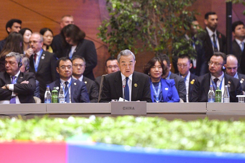 Chinese Foreign Minister Wang Yi speaks at the Summit of the Conference on Interaction and Confidence Building Measures in Asia, in Baku, Azerbaijan, on Thursday. Photo: Xinhua