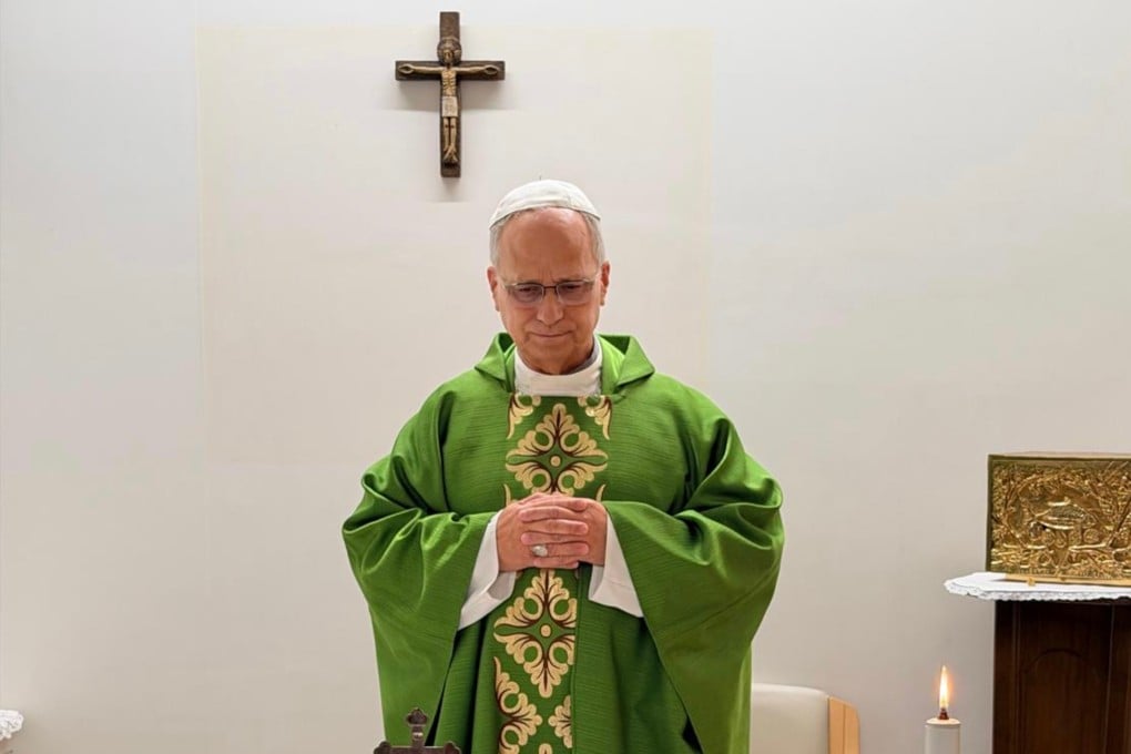 Pope Leo celebrates mass at the Agostino Gemelli Polyclinic in Rome on Friday. Photo: Vatican Media via AP