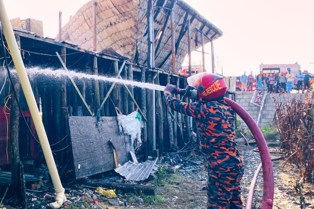 A firefighter tries to douse a fire at Tuptup Resto and Resort at Inani in Cox’s Bazar district, Bangladesh, on Saturday. Photo: AP