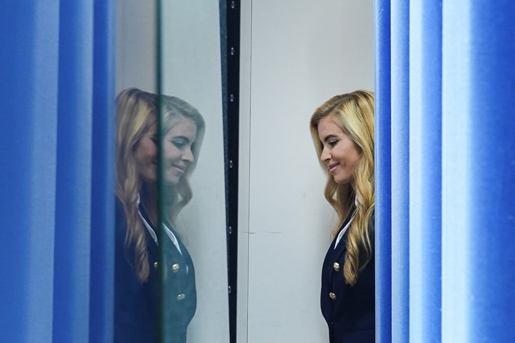 White House press secretary Katie Zacharia walks out to speak with reporters in the James Brady Press Briefing Room at the White House on Tuesday. Photo: AP