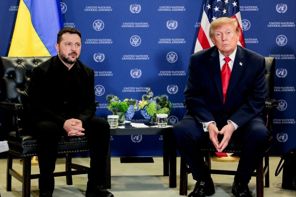 US President Donald Trump (right) with his Ukrainian counterpart Volodymyr Zelensky in New York City last month. Photo: Reuters