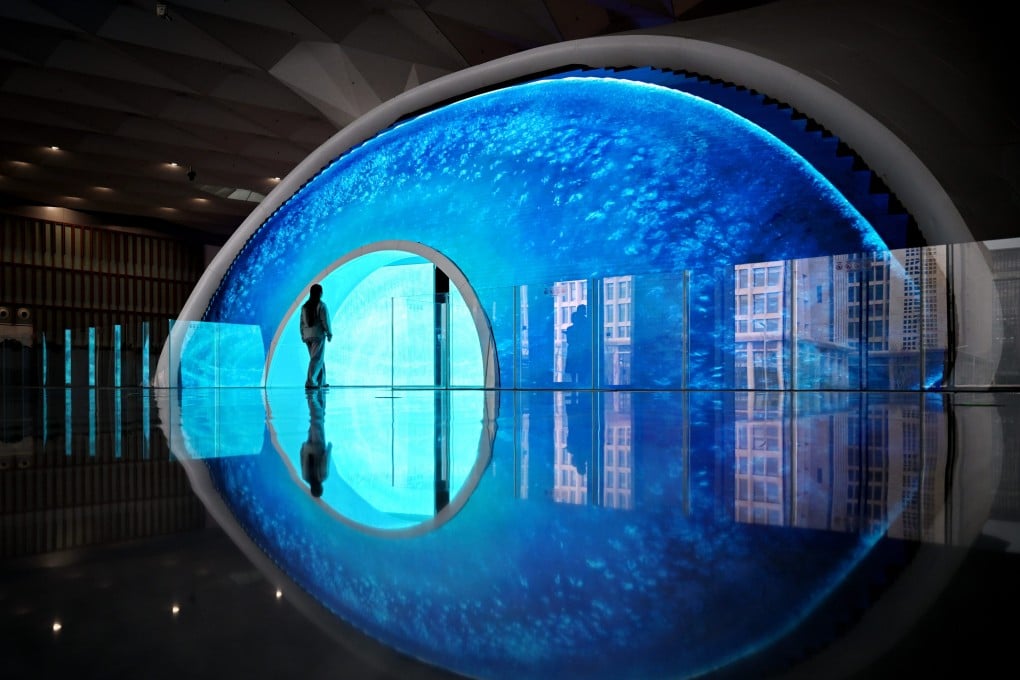 Visitors tour the Xiongan Urban Computing Center, known as the ‘Eye of Xiongan’, in China’s northern Hebei province. Photo: Xinhua