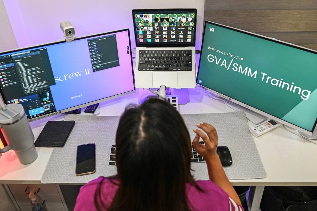 A Filipino virtual assistant conducts an online training for her work at her home in San Jose del Monte, Bulacan, on August 24, 2024. Photo: AFP
