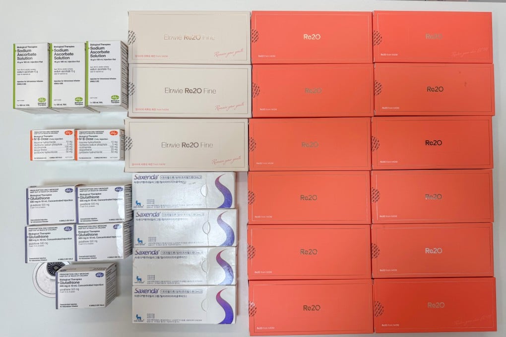 Hong Kong health authorities seized 20 vials of Elravie Re2O during raids on four premises offering beauty services over last week. Photo: ISD