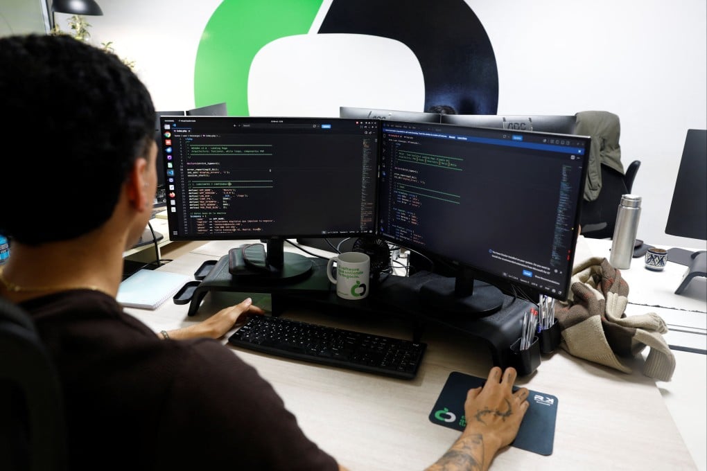 A programmer works with PHP code at a software development company in Guernica, Spain, on Thursday. Photo: Reuters