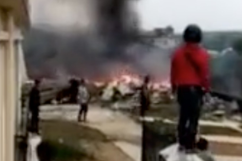 Mobile phone footage believed to be taken from the crash site. Photo: Handout