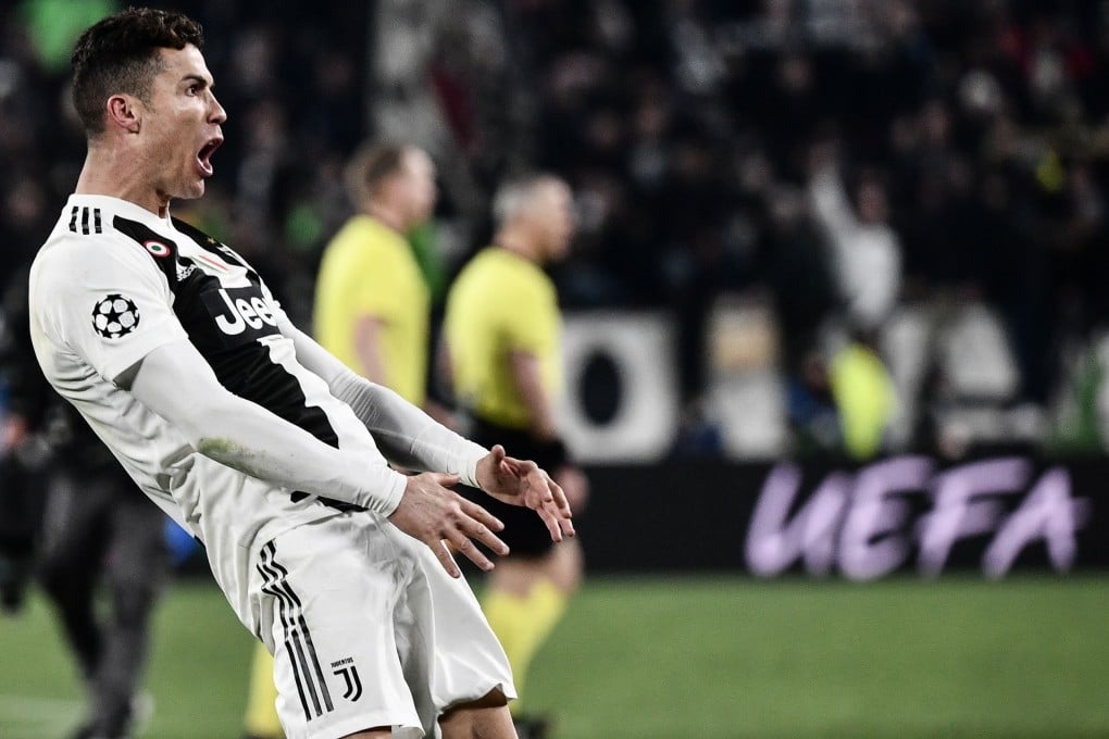 Cristiano Ronaldo’s celebration after scoring his third goal against Atletico Madrid could land him in trouble with Uefa. Photo: AFP