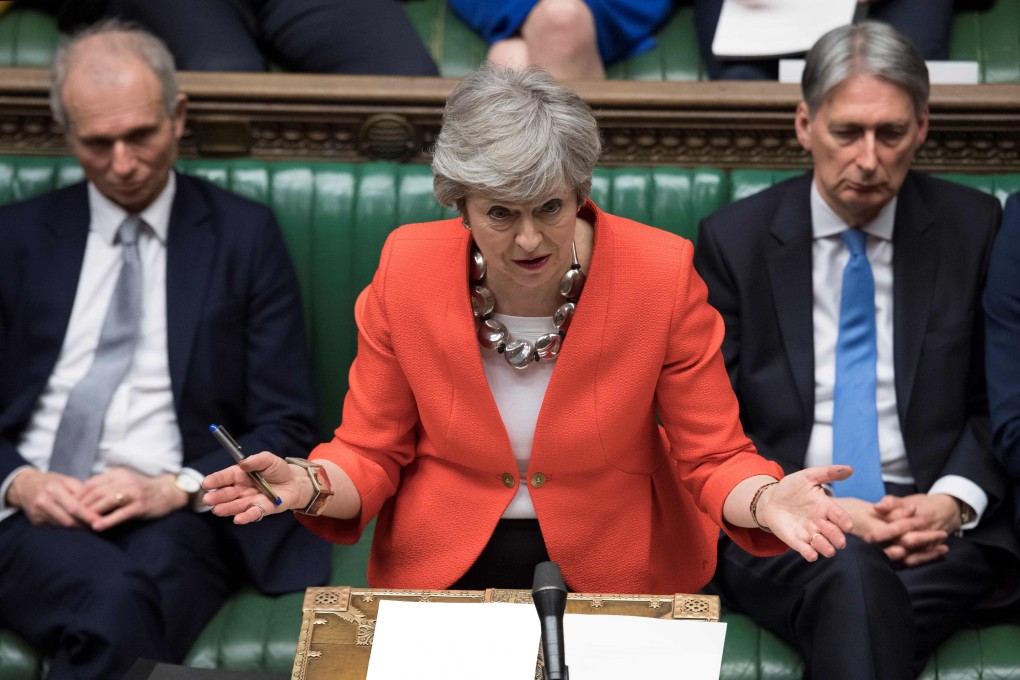 Britain’s Prime Minister Theresa May speaking at the start of the debate on the second meaningful vote on the government’s Brexit deal. Photo: AFP