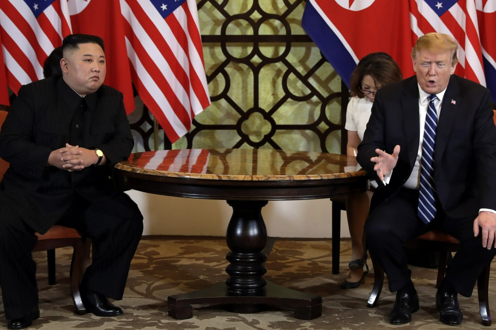 US President Donald Trump, right, meets North Korean leader Kim Jong Un in Hanoi, Vietnam, on February 28, 2019. Photo: AP