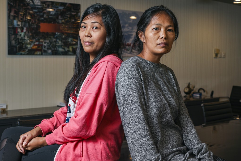 Domestic workers Mary Ann Allas (left) and her sister Baby Jane Allas in Central. Photo: Xiaomei Chen