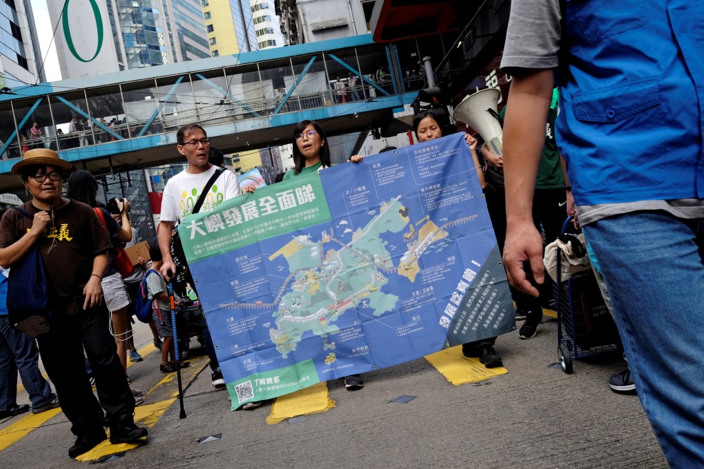 Protesters demonstrate against the Hong Kong government’s plans for large-scale land reclamation to the east of Lantau Island. Photo: Reuters
