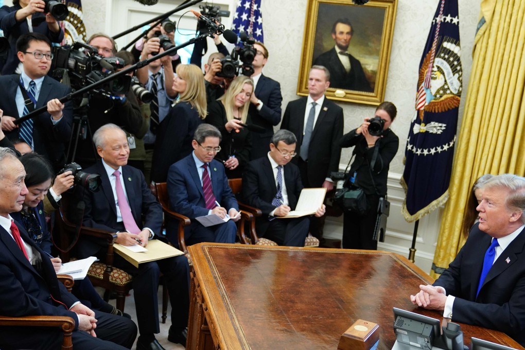China’s Vice-Commerce Minister Wang Shouwen (seated, far right) began his career as a junior official at the then Chinese foreign trade ministry in 1989. Photo: Xinhua