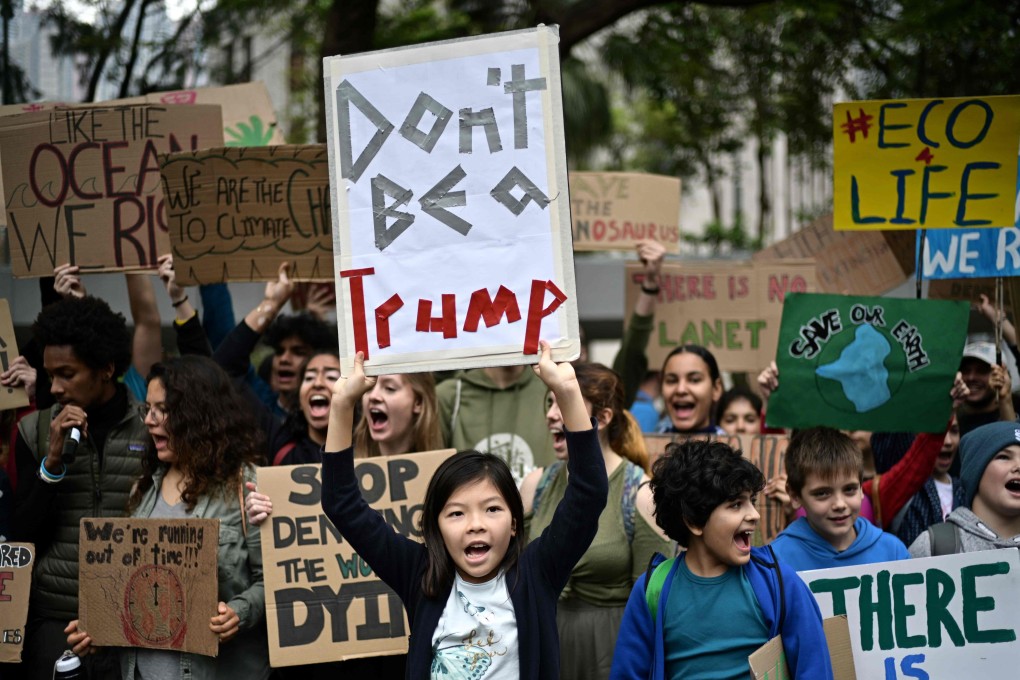 Students take part in a protest against inaction on climate change in Hong Kong on March 15 as part of a global movement called FridaysForFuture. Photo: AFP
