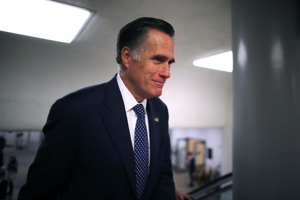 US Senator Mitt Romney was among 12 Republicans who voted to rescind Donald Trump’s emergency declaration to build a southern border wall. Photo: AFP