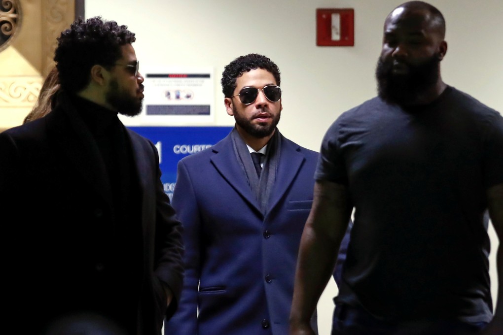 Actor Jussie Smollett leaves the Leighton Criminal Courtroom after a hearing in Chicago, Illinois, where he pleaded not guilty to 16 charges. Photo: Reuters