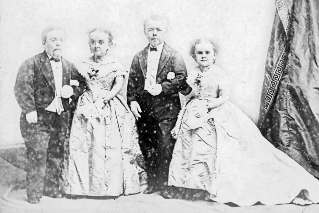 General Tom Thumb, aka Charles Stratton, and Lavinia Warren Stratton with Commodore Nutt and Miss Minnie Warren, in 1864. Photo: Alamy