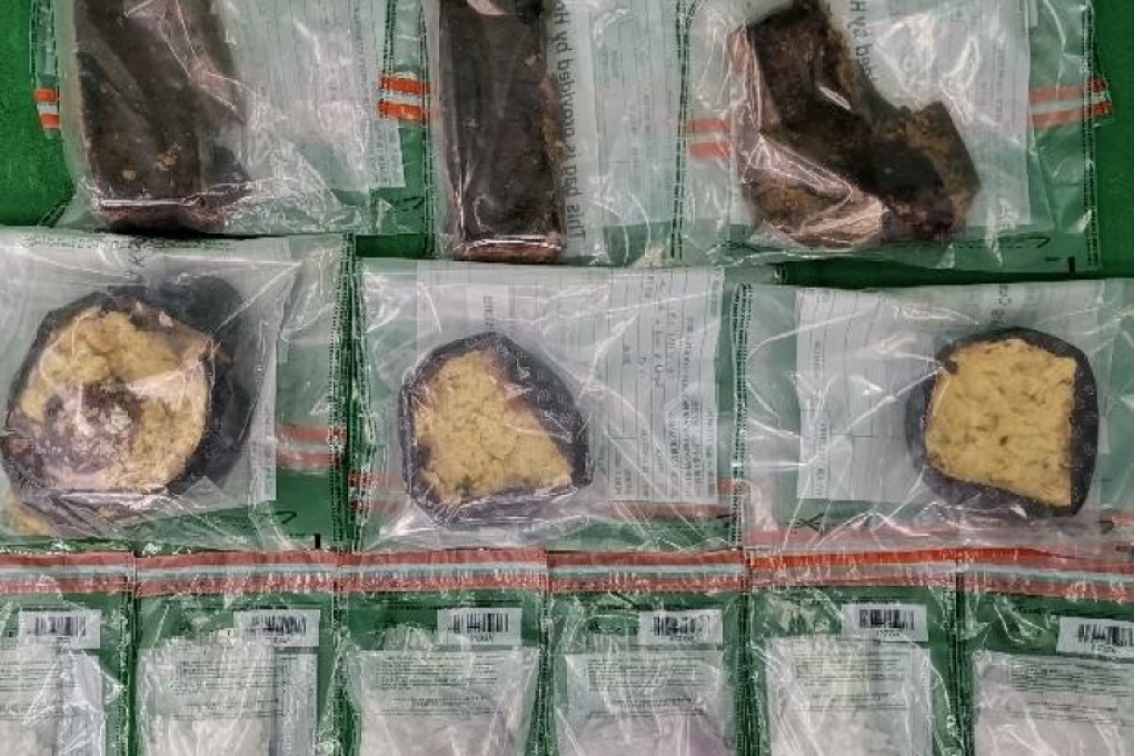 Customs displays seized ketamine concealed in cakes and food packages from Europe. Photo: Handout