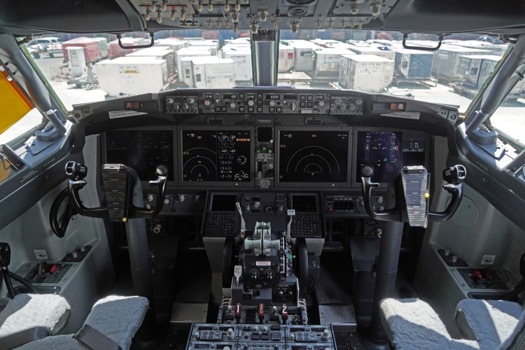 The cockpit of a grounded Lion Air Boeing 737 MAX 8 aircraft. Photo: Bloomberg