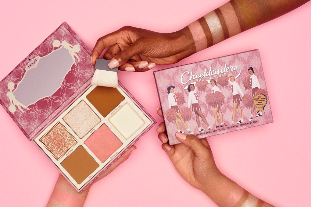 Benefit’s Cheekleaders Bronze Squad cheek palette works well for most skin tones.