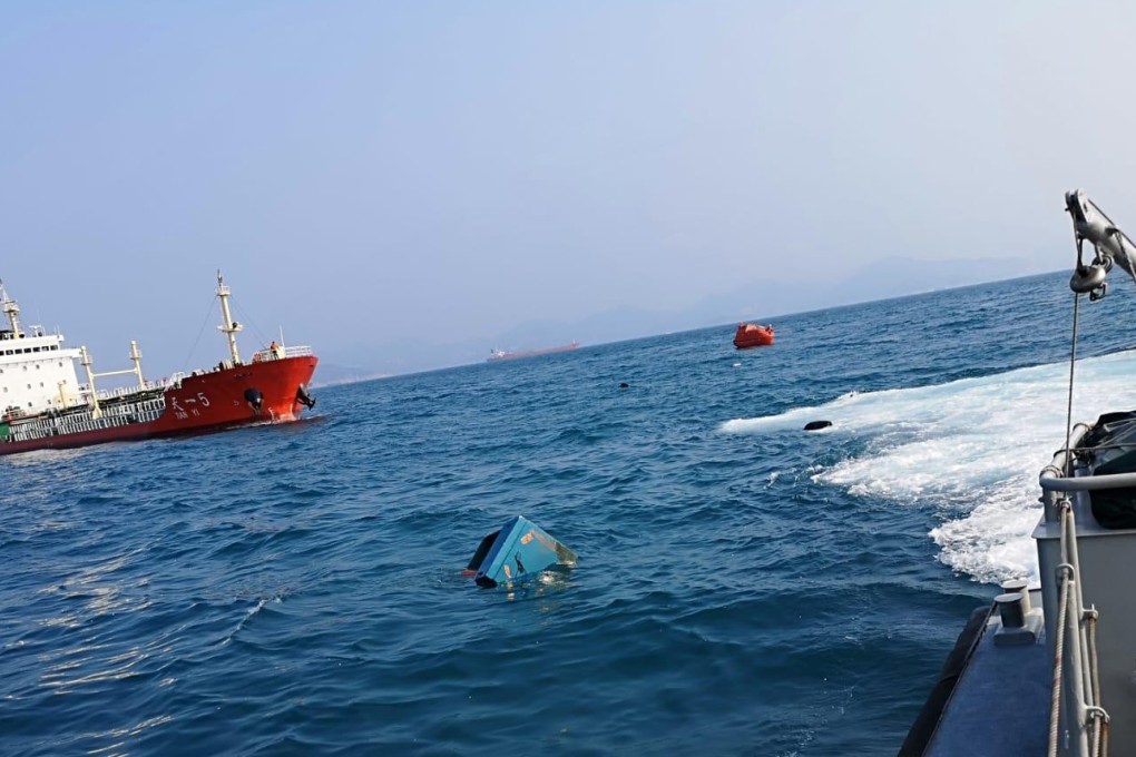 The fishing boat collided with an oil tanker more than seven times its length. Photo: Hong Kong Police Force