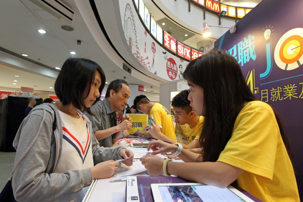 A young Hongkonger at a job fair in Sham Shui Po. Photo: Bruce Yan