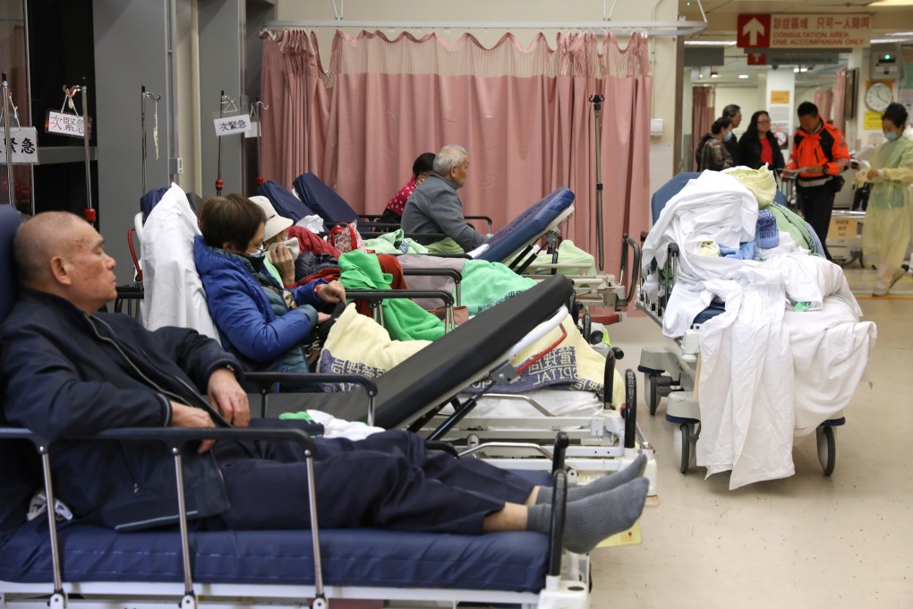 Patients wait at the Accident and Emergency department of Queen Elizabeth Hospital in Yau Ma Tei during the winter flu surge in January. Photo: Nora Tam