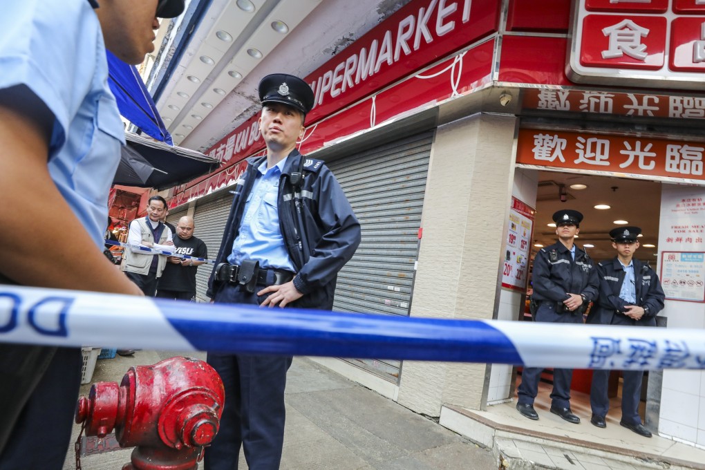 Hong Kong police shot dead a knife-wielding man after he reportedly attacked the manager at a supermarket in Yau Ma Tei. Photo: Felix Wong