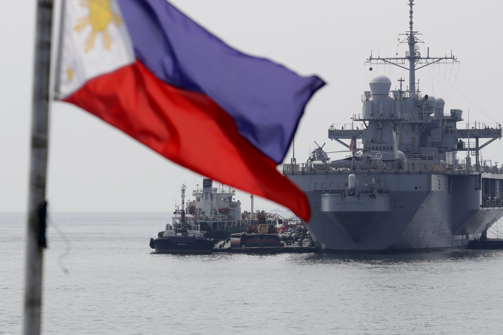 A US navy ship anchored off Manila Bay. Photo: AP