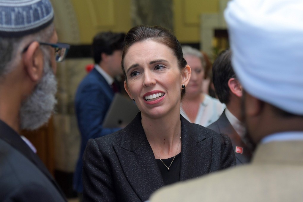 New Zealand Prime Minister Jacinda Ardern meets Muslim community leaders after the Parliament session in Wellington. Photo: AFP