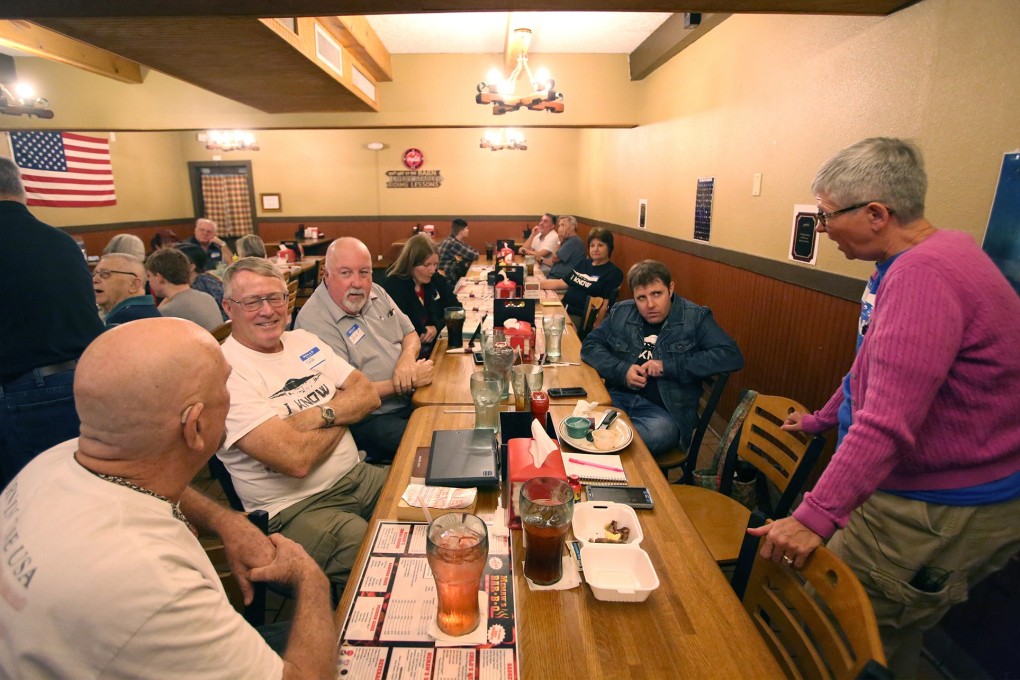 Members of the Mutual UFO Network meet and discuss UFO phenomena at the group’s monthly meeting in Palm Bay, Florida on February 20, 2019. Photo: TNS