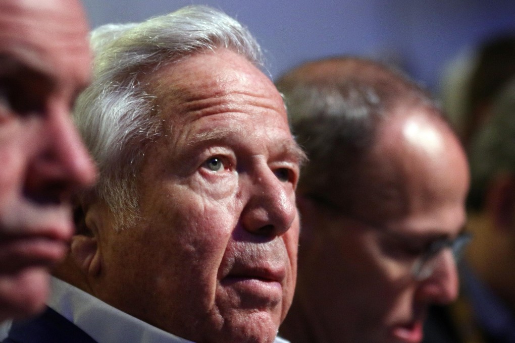 New England Patriots owner Robert Kraft listens in the Super Bowl LIII media centre on January 29 as NFL Commissioner Roger Goodell speaks. A plea deal has been offered to Patriots owner Robert Kraft in day spa probe. Photo: TNS