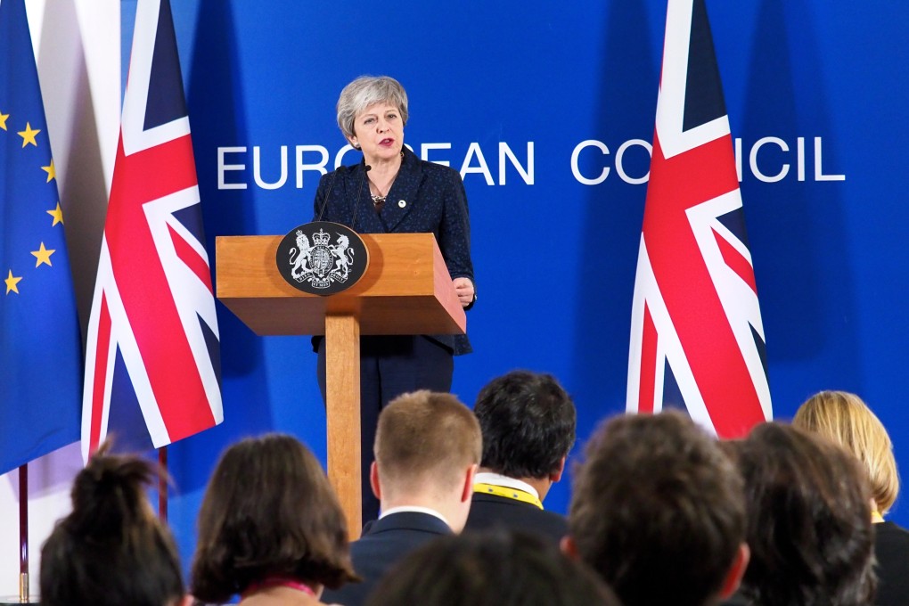 British Prime Minister Theresa May at a press conference after an EU meeting in Brussels on March 22, 2019. Photo: Xinhua