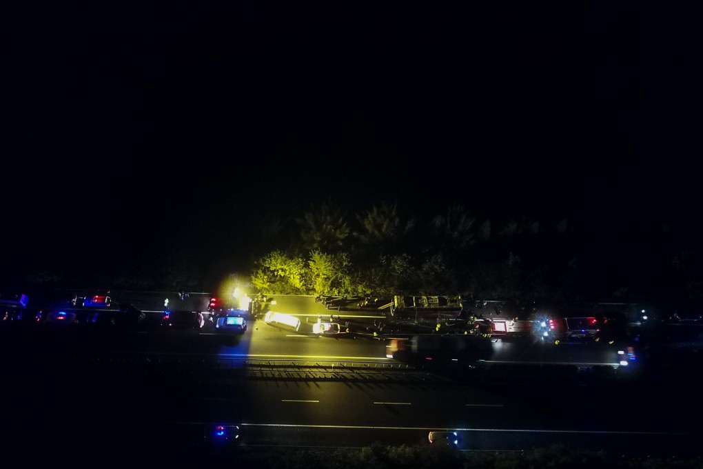 Aerial photo of the accident site in Changde in central China’s Hunan Province. Photo: Xinhua