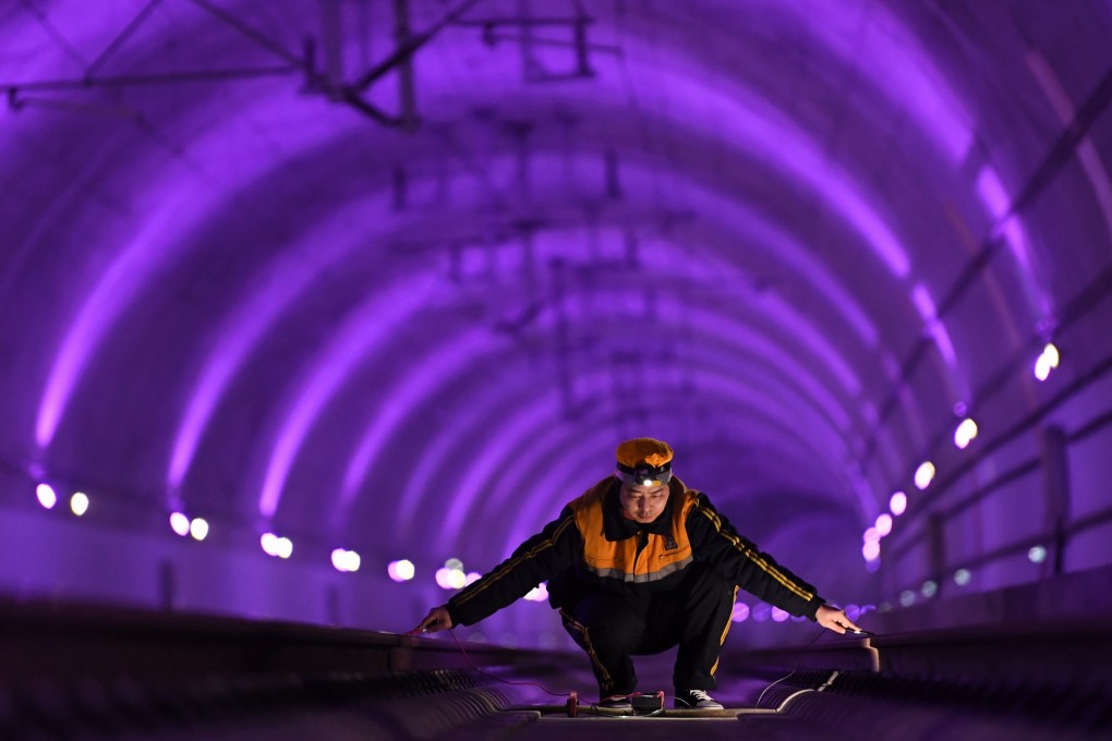 Circuit testing in Xi’an, capital of northwest China’s Shaanxi province, on the Xi’an-Chengdu high-speed railway. Ambitious transport infrastructure projects have saddled China’s regional governments with heavy debt. Photo: Xinhua