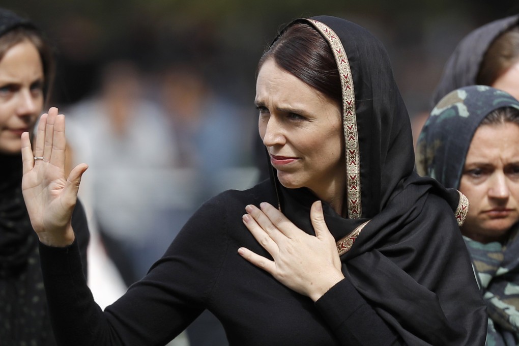 New Zealand Prime Minister Jacinda Ardern as she leaves Friday prayers in Christchurch. Photo: AP