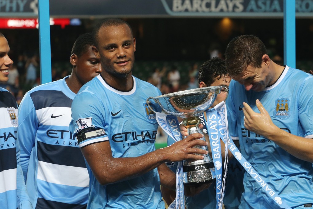 Manchester City celebrate after winning the Asia Trophy against Sunderland at Hong Kong Stadium in 2013. Photo: Felix Wong