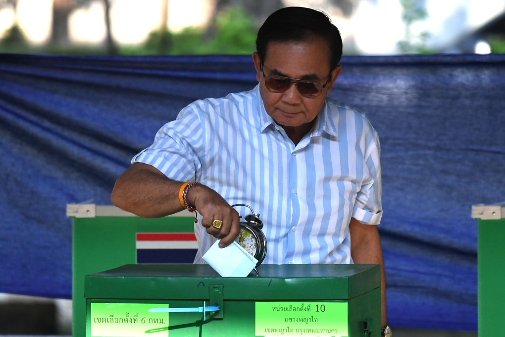 Thailand's Prime Minister Prayuth Chan-ocha casts his ballot at a polling station in Bangkok. Photo: AFP