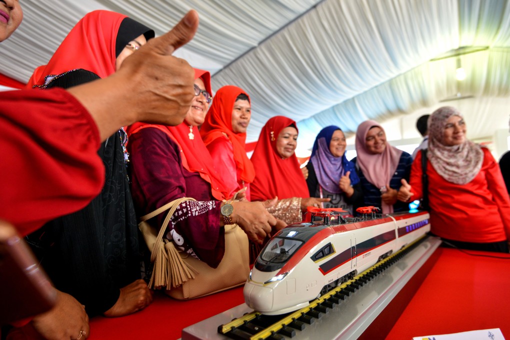 A model of the East Coast Rail Link project during its ground breaking ceremony in Kuantan, Malaysia in 2017. Two years on, the project is mired in uncertainty. Photo: Xinhua