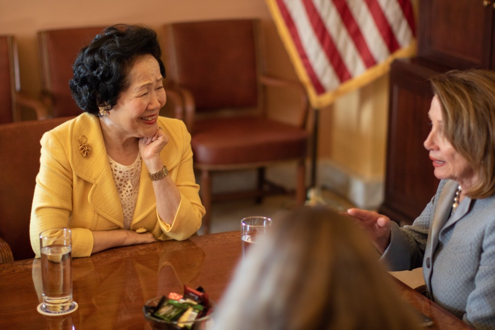 Anson Chan, former chief secretary of Hong Kong, met US House speaker Nancy Pelosi on Tuesday along with lawmakers Dennis Kwok and Charles Mok. Photo: Handout