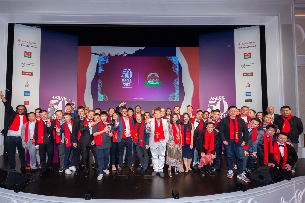 The winning chefs and restaurateurs celebrate at the Asia’s 50 Best Restaurants awards ceremony at Wynn Palace, Macau. Photo: Handout