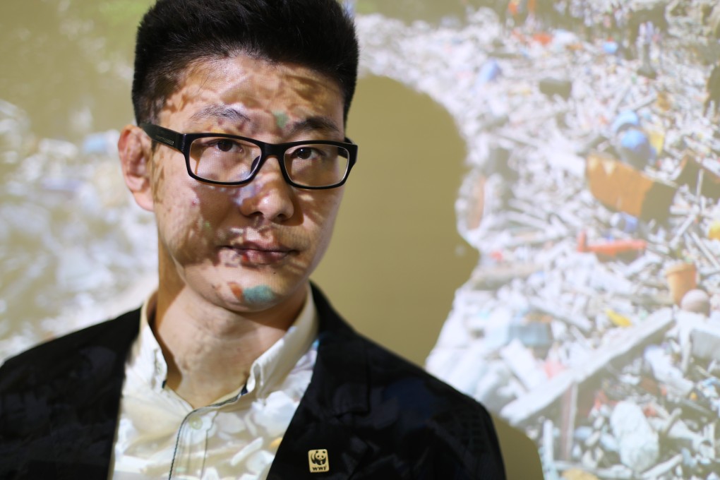 Dr Patrick Yeung, the ocean conservation manger of WWF Hong Kong, at press conference on regulating disposal plastic tableware on Wednesday. Photo: K. Y. Cheng