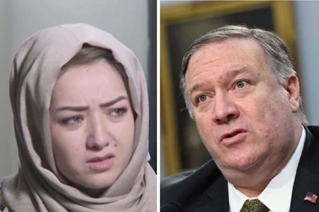 US Secretary of State Mike Pompeo met Tuesday with Mihrigul Tursun, a Uygur who has spoken publicly in the United States about what she said was widespread torture in China’s prisons for the minority group. Photos: CNN and Reuters