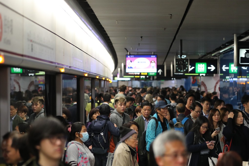 The Admiralty MTR station during rush hour last week. Hong Kong’s rail operator on Thursday raised its fares by 3.3 per cent. Photo: Sam Tsang