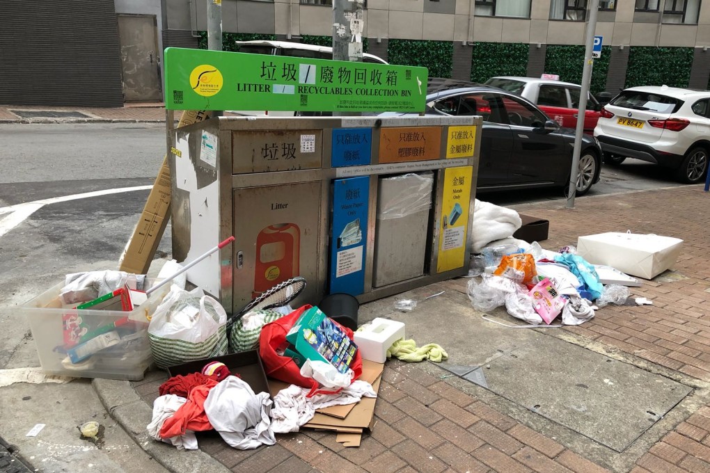 A collection point for recyclable waste overflows with rubbish. The government should install bigger bins at convenient collection points and take a stronger stand on compliance. Photo: Rhea Mogul