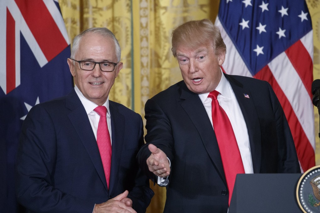 Malcolm Turnbull (left) with US President Donald Trump in Washington in February 2018. Photo: EPA