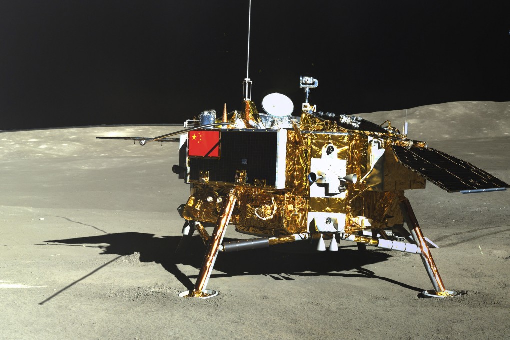 The lunar lander of the Chang'e-4 mission is seen in a photo taken by the rover. Photo: Xinhua/CNSA