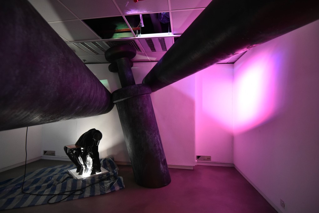 Part of Samson Young’s art installation “Possible Music #1.5 (feat. NESS & Stephan Moore)", on display in the artist’s Instrumentation exhibition at the Hong Kong Visual Arts Centre.